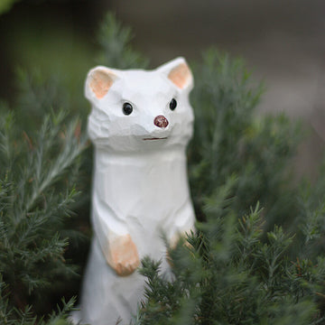 Handmade Carved Ferrets Figurine